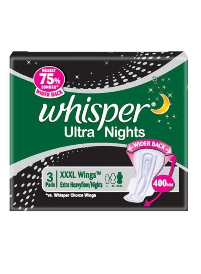 Whisper وسادات ويزبر الترا نايتس تدفق إضافي ثقيل - أجنحة XXXL (عبوة من 3 وسادات) - Image 3